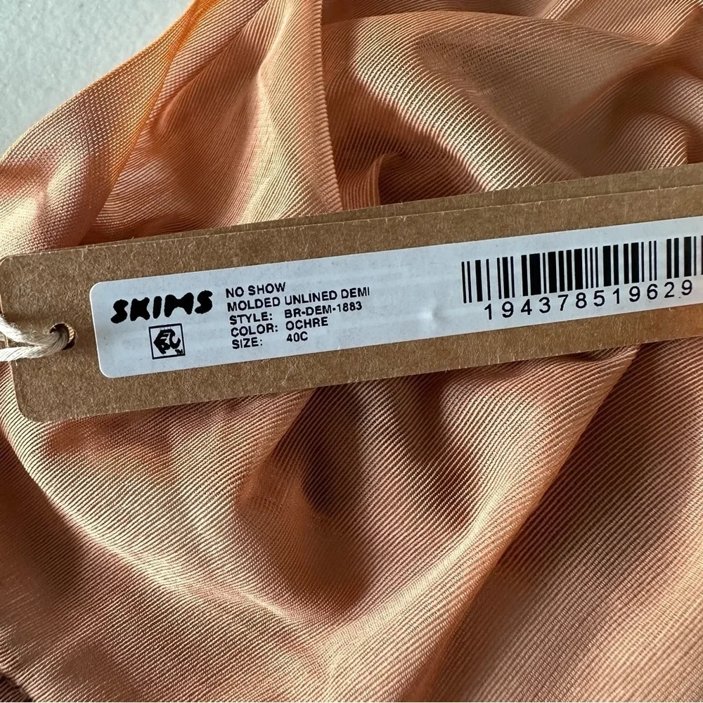 NWT Skims No Show Molded Unlined Demi Bra Sheer Ochre 40C